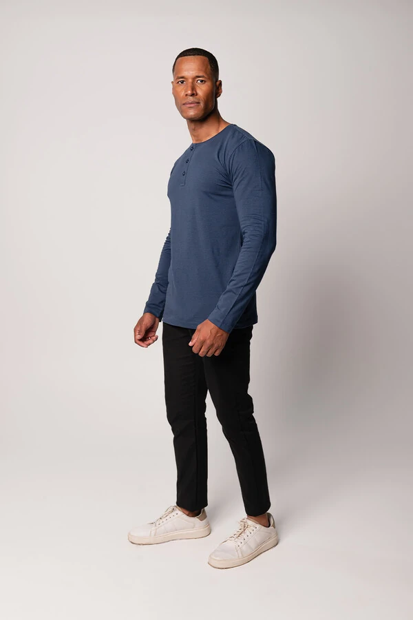 Camiseta Henley Manga Longa