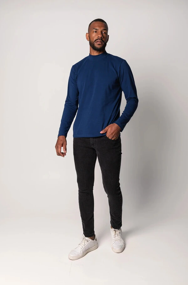Camiseta Gola Alta Algodão Egípcio Manga Longa 210