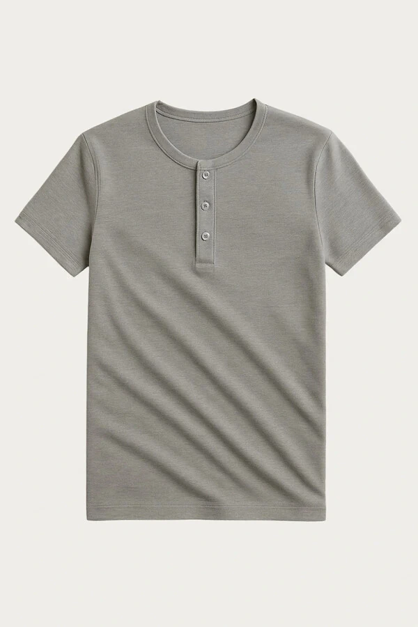 Camiseta Henley Manga Curta