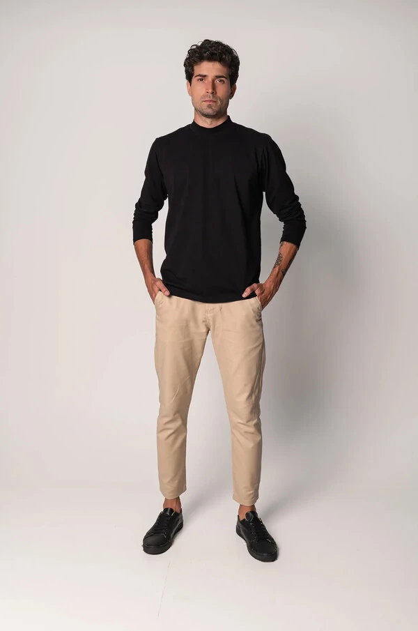 Camiseta Gola Alta Algodão Egípcio Manga Longa 210