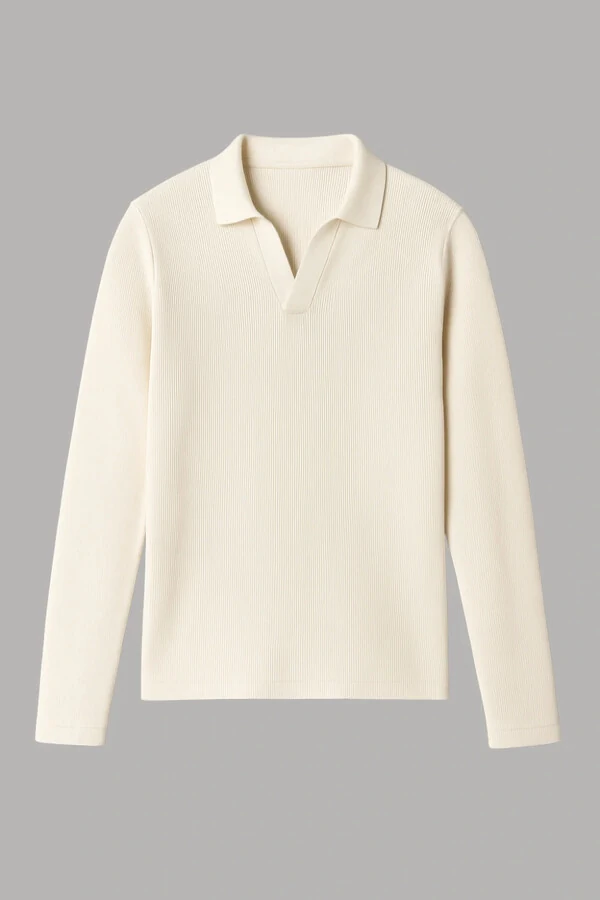 Camisa Polo Texturizada Manga Longa