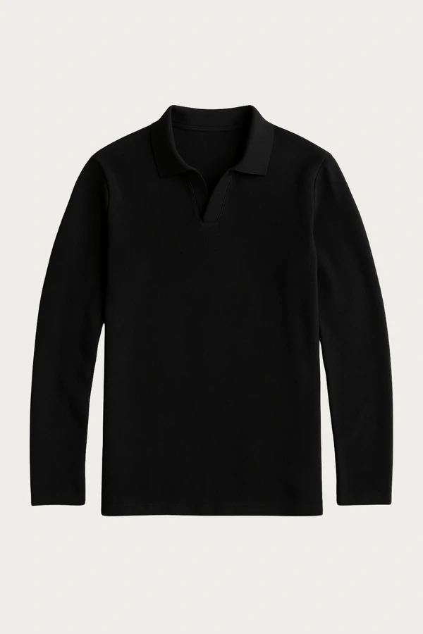 Camisa Polo Texturizada Manga Longa