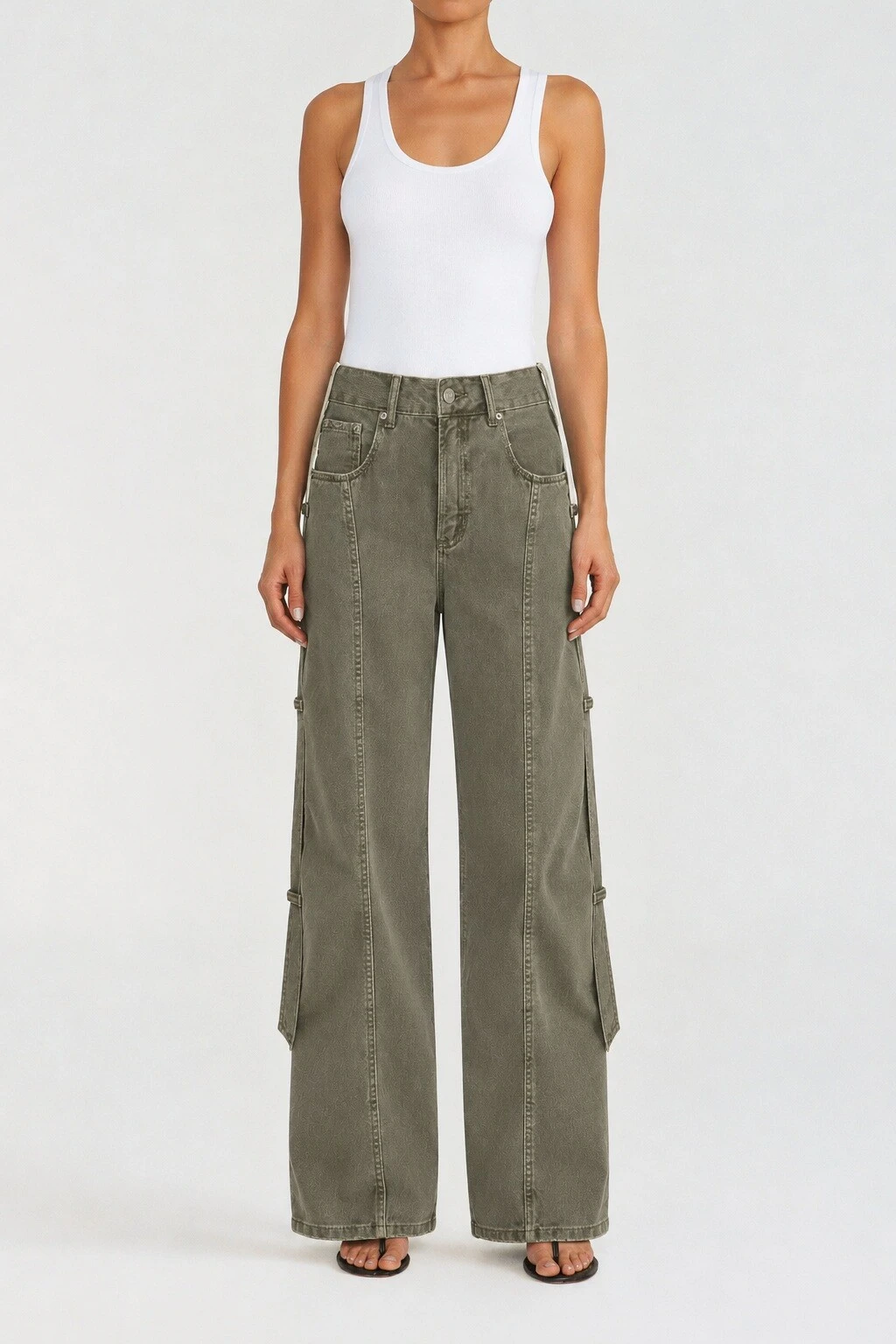 Foto Calça Baggy Strap Green Denim