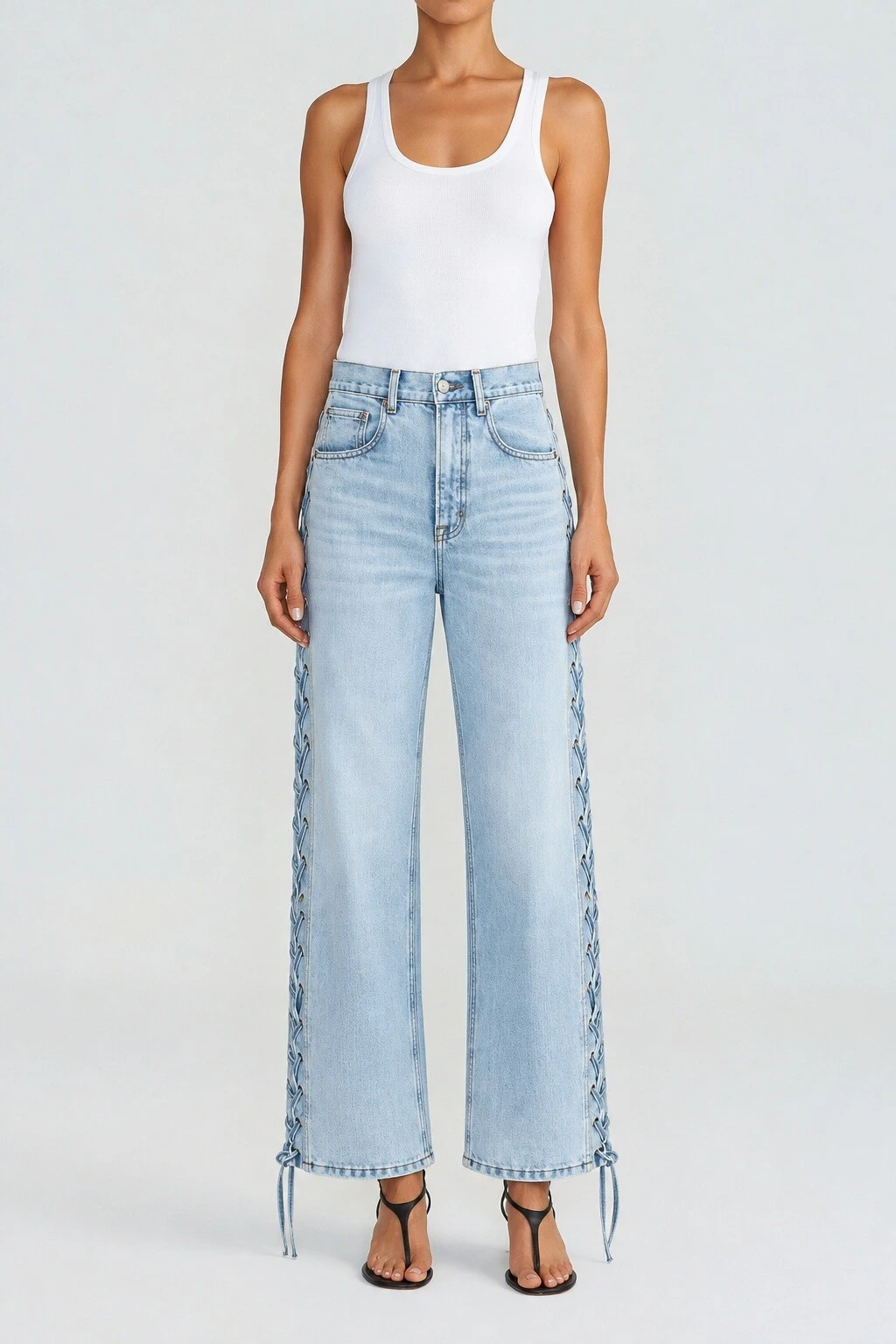 Foto Calça Loose Cropped Laces Jeans Vintage