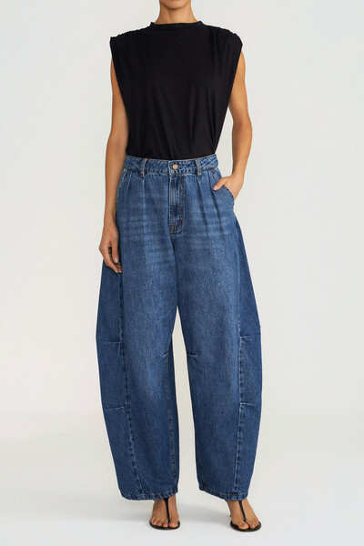Foto Calça Tailor Barrel Jeans Escuro