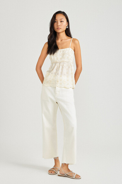 Foto Calça Loose Cropped Natural Denim