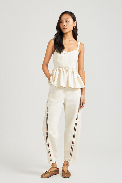 Foto Calça Balloon Trançada Natural Denim