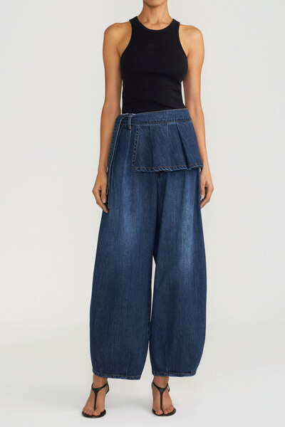 Foto Calça Peplum Dark Wash Jeans