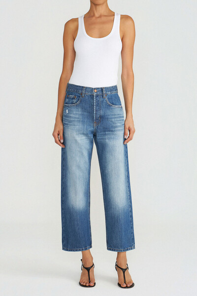 FotoCalça Wide Leg Cropped Jeans Escuro