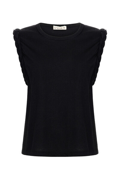 FotoBlusa Helena Malha Linho Preto