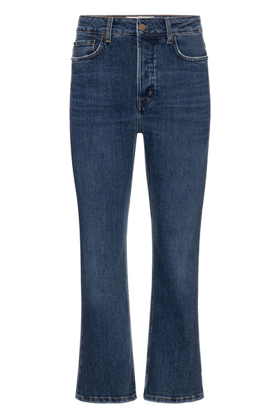 Foto Calça Cropped Zip Jeans Escuro