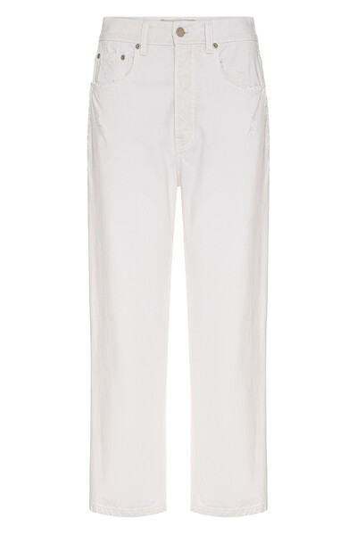 Foto Calça Wide Leg Cropped White Denim