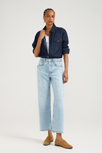 Foto Calça Wide Leg Cropped Jeans Vintage