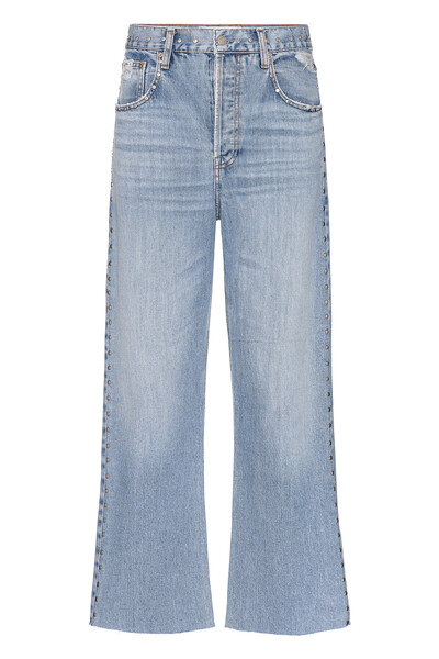 Foto Calça Loose Cropped Tachas Jeans Vintage