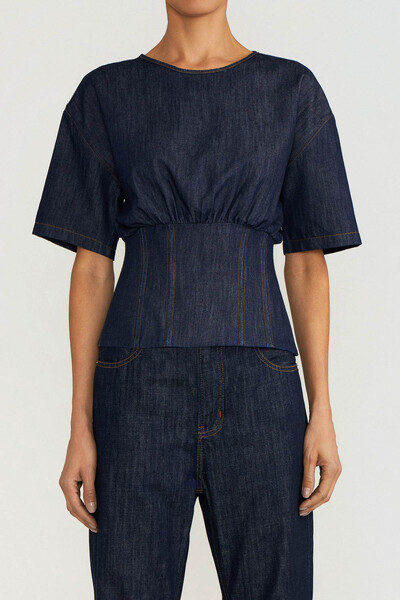 Foto Blusa Corset Raw Denim