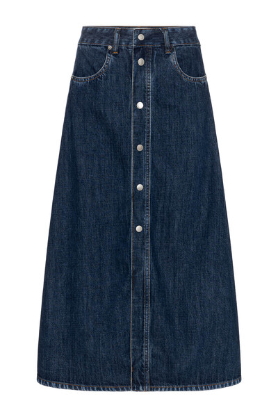 Foto Saia Godê Botão Lateral Jeans