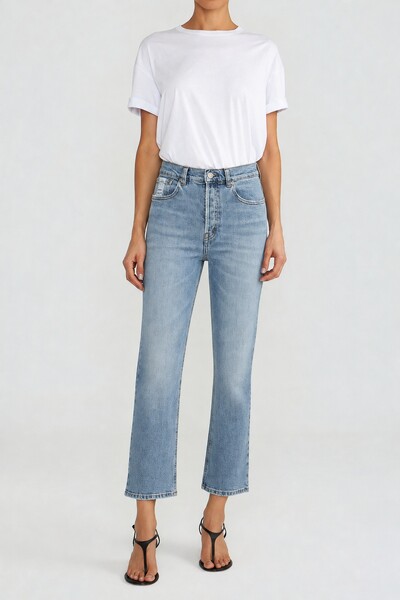 Foto Calça Cropped Zip Jeans Vintage