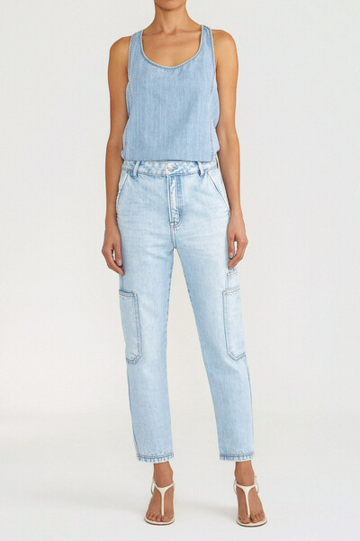 Foto Calça Relaxed Cargo Jeans Vintage Light
