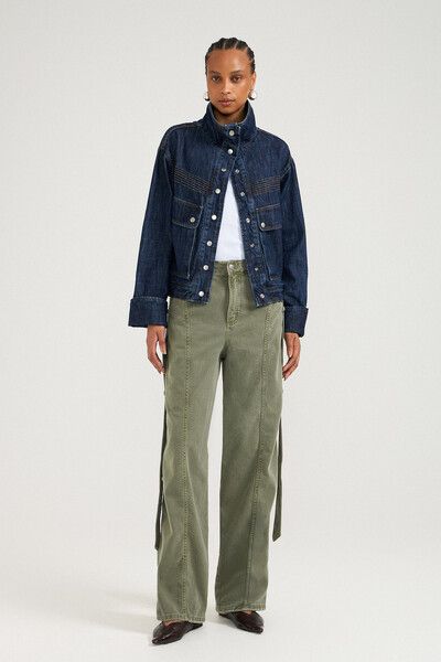 FotoCalça Baggy Strap Green Denim