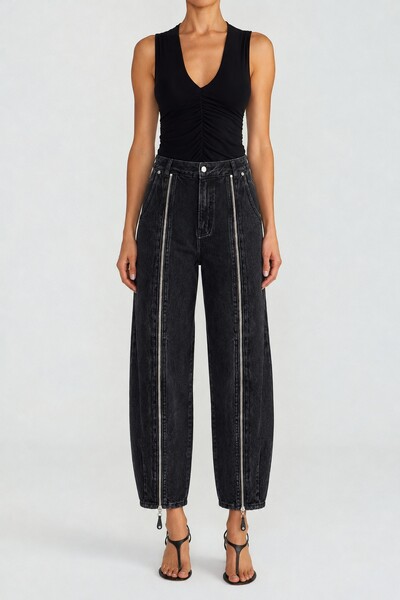 Foto Calça Balloon Ziper Black Jeans