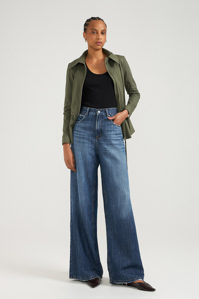 FotoCalça Palazzo Soft Jeans Escuro