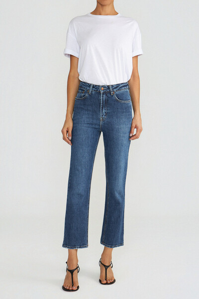 FotoCalça Cropped Zip Jeans Escuro