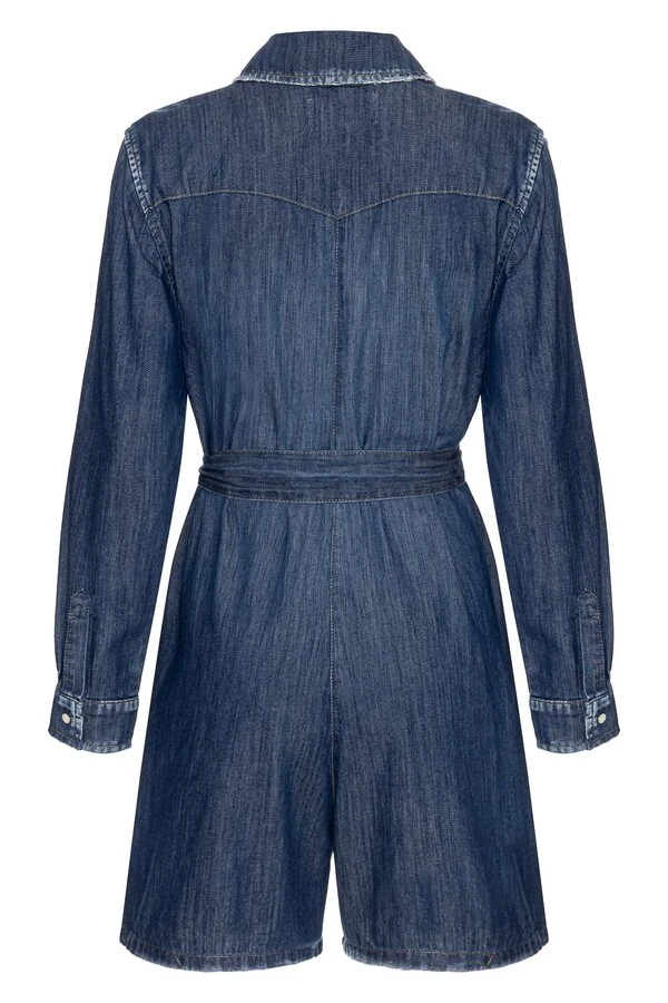 Macaquinho Chemise Jeans Escuro