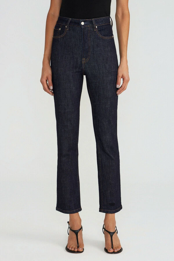 Calça Cropped Zip Raw Denim