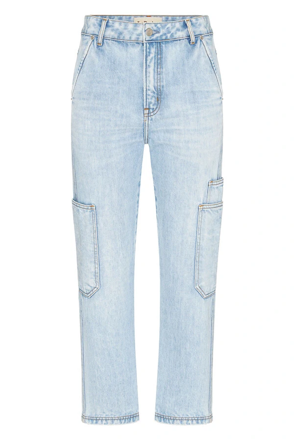 Calça Relaxed Cargo Jeans Vintage Light