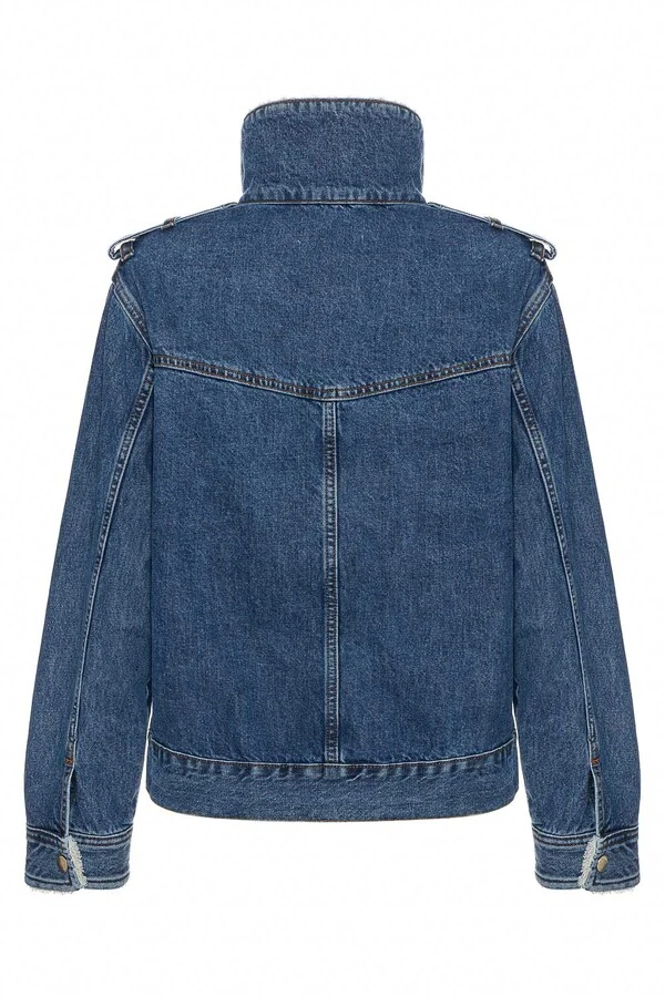 Jaqueta Aviator Sherpa Jeans Escuro