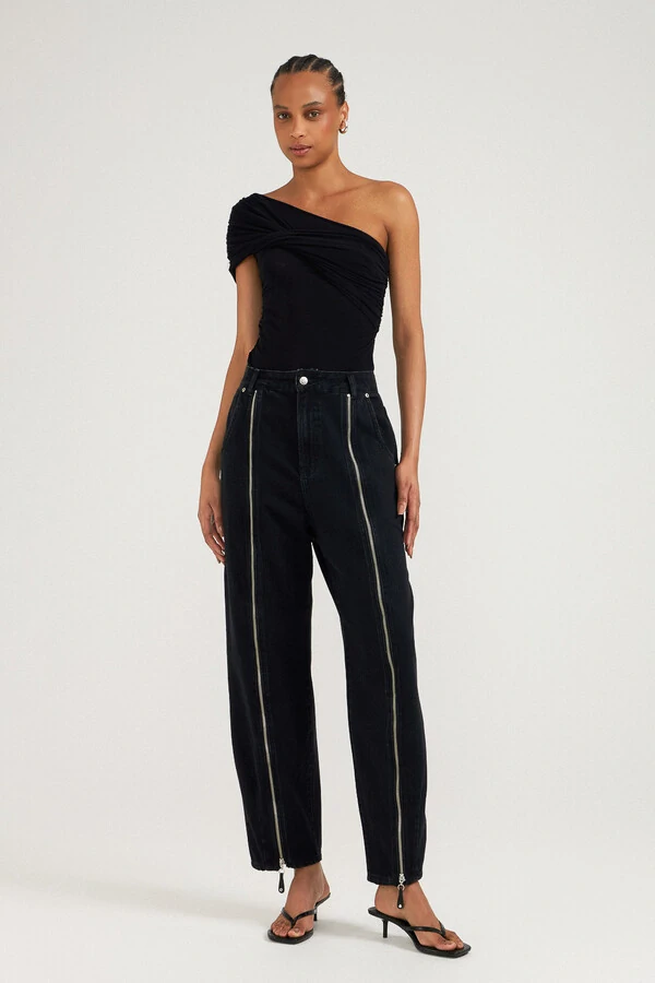 Calça Balloon Ziper Black Jeans