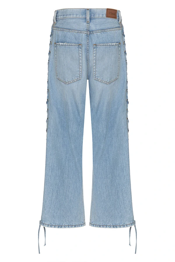 Calça Loose Cropped Laces Jeans Vintage