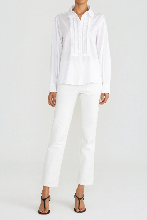 Camisa Smoking Babado Branca