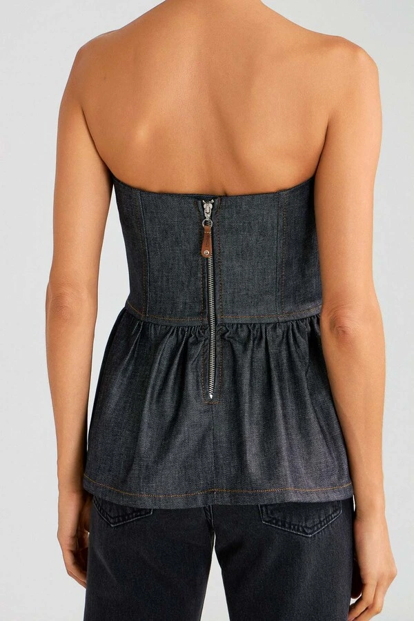 Top Peplum No Wash Denim