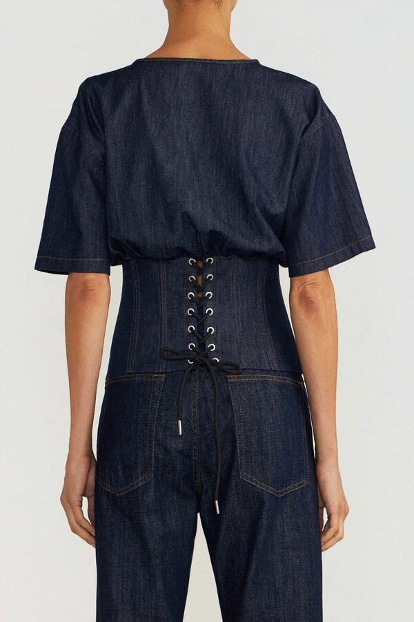 Blusa Corset Raw Denim