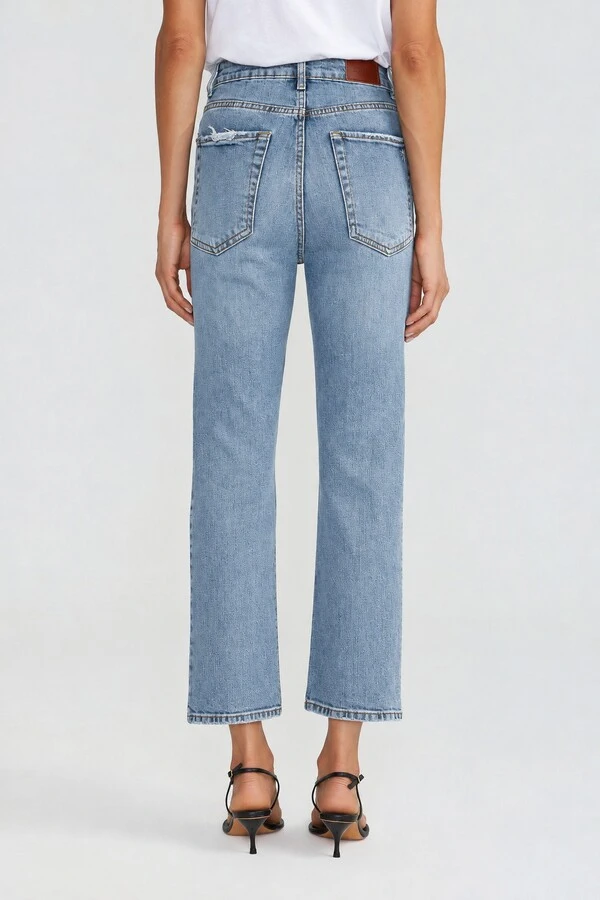 Calça Cropped Zip Jeans Vintage