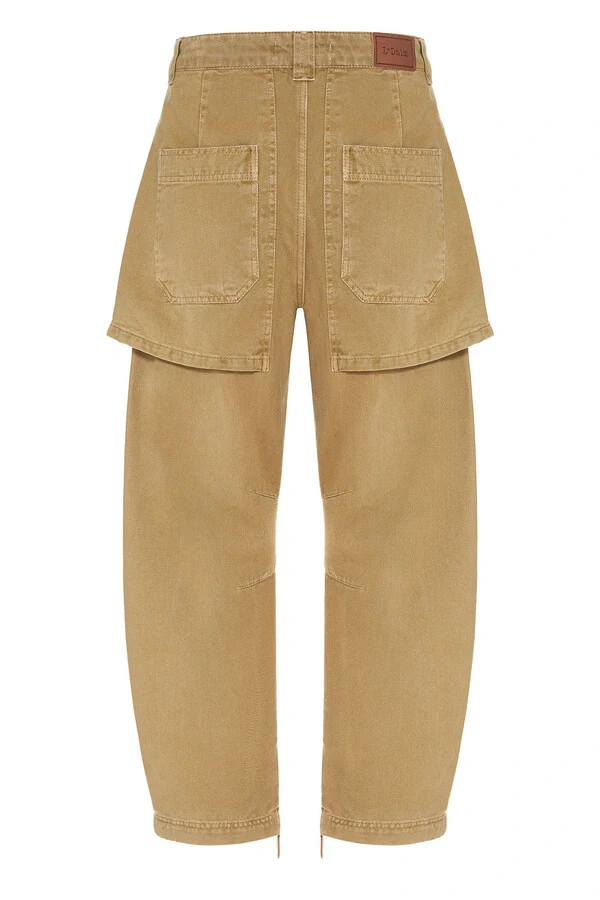 Calça Curve Overlap Khaki Denim
