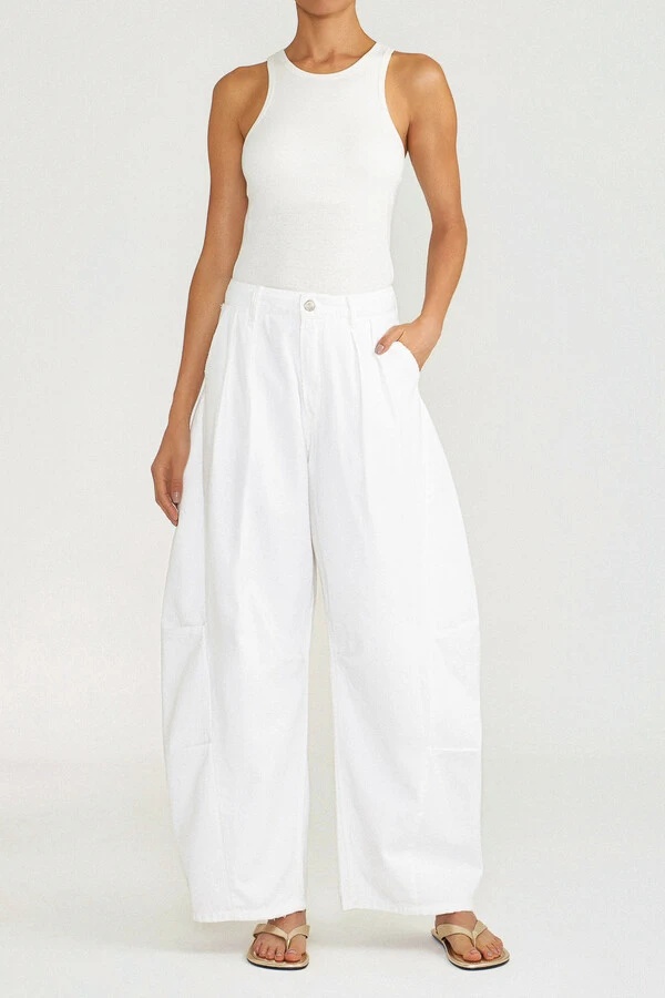 Calça Tailor Barrel White Denim