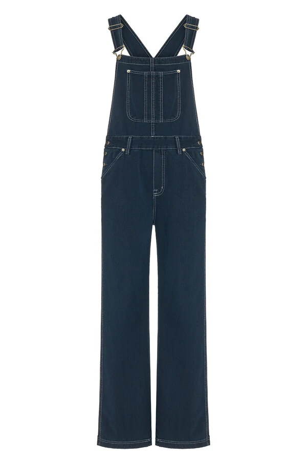 Jardineira Wide Leg Navy Denim