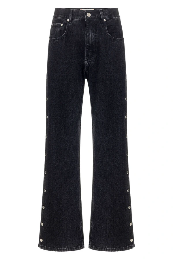 Calça Loose Botão Black Jeans