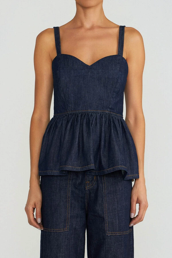 Top Peplum Raw Denim