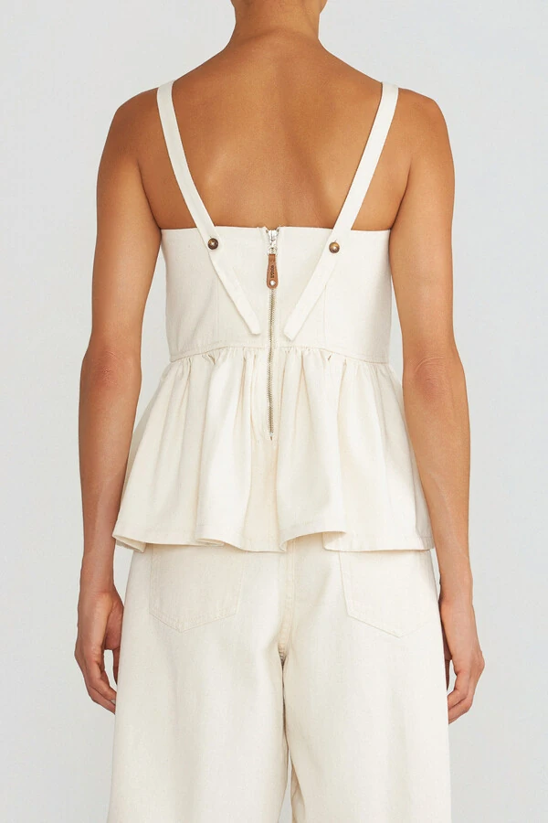 Top Peplum Natural Denim