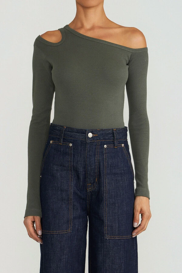 Blusa Canelada Junia Verde Militar