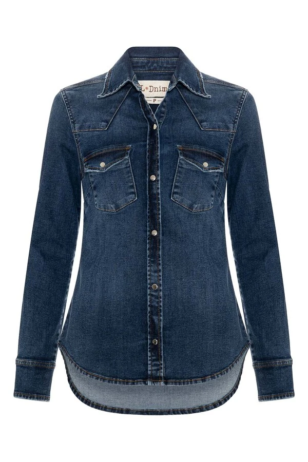 Camisa Stretch Jeans Escuro