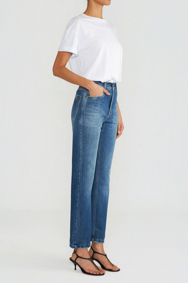 Calça Straight Jeans Escuro