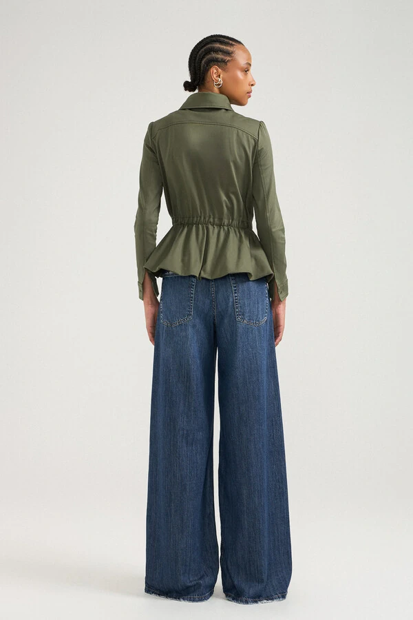 Jaqueta Peplum Green Denim