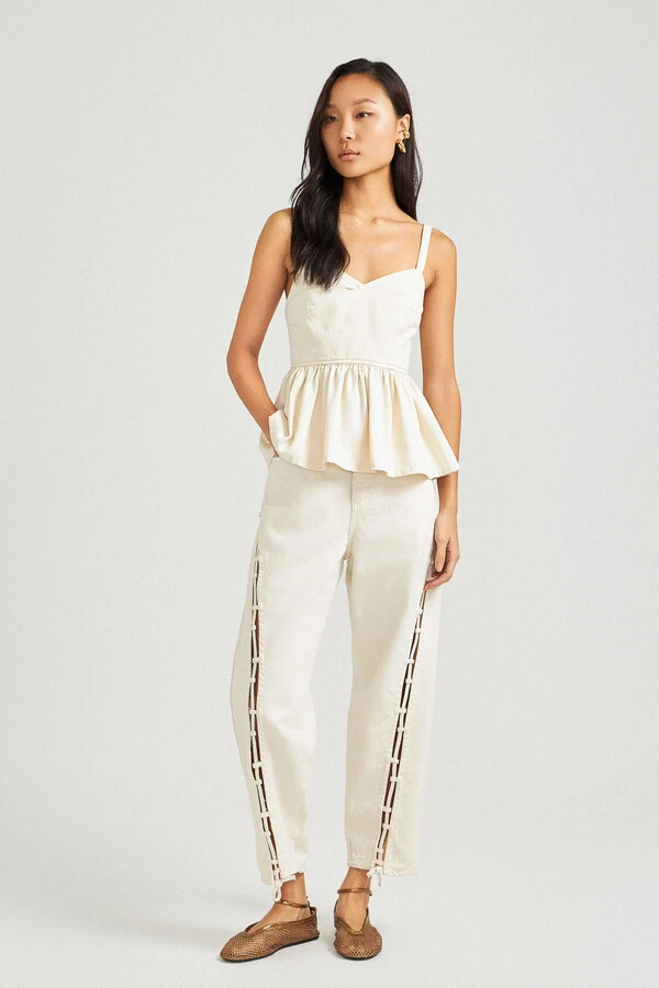 Calça Balloon Trançada Natural Denim