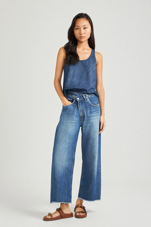 Calça Cross Over Jeans Médio