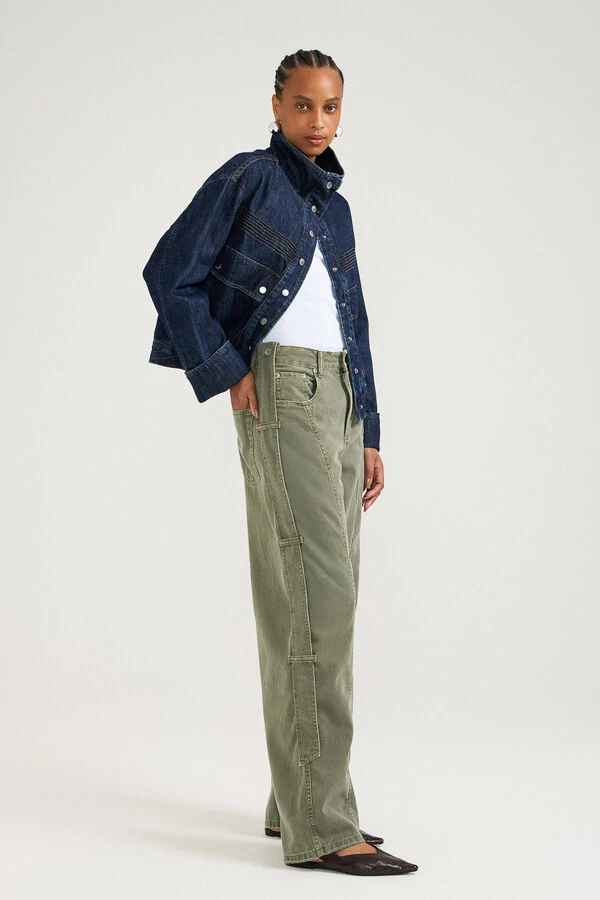 Calça Baggy Strap Green Denim