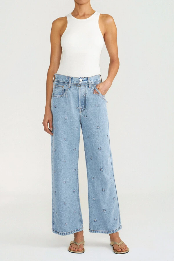 Calça Loose Cropped Asterisco Jeans Vintage